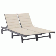 VidaXL Chaise Longue De Jardin 2 Places Avec Coussin Gris Acacia - gris 8720286237854