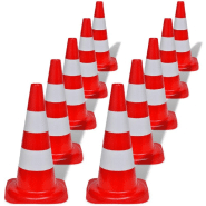 Vidaxl cône de signalisation réfléchissant 10 pcs 50 cm rouge et blanc 141818