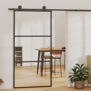 Vidaxl porte coulissante verre esg et aluminium 102x205 cm noir 151010