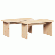VidaXL Table basse 2 pcs Naturel Bois massif en pin Modèle Eclipse Scandinave - 873523