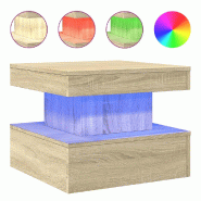 VidaXL Table basse avec lumières LED chêne sonoma 50x50x40 cm Modèle Aero Riviera - 839842