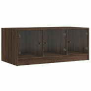 VidaXL Table basse avec portes en verre chêne marron 102x50x42 cm Modèle Atlas Infinite Horizon - 836419