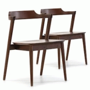VS Venta-stock Pack 2 chaises Venus, Couleur Noyer, Bois Massif, 58 cm x 57,5 cm x 76 cm - marron Bois massif I20044
