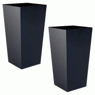 WellHome - Lot de 2 pots Urbi Square 20x12,6x12,6 cm chacun, coloris anthracite - gris plastique PK4405