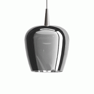Zafferano Suspension Bilia 230V LED 8W en aluminium finition argent, design en cloche en verre borosilicate soufflé à la bouche diamètre 18cm - gri