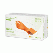 100 gants "Medi-Inn Classic", nitrile non poudré orange "Nitril Orange" Taille : M - M orange Nitrile 92717-P