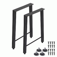 BERLINTABLES Cadre de Table Premium Lot de 2 71 cm Acier Massif Noir | design industriel pieds de table loft en métal /bureau/table à manger - noir