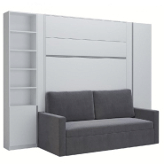 COMPOSITION LIT ESCAMOTABLE 160 BLANC MAT DJUKE SOFA CANAPÉ GRIS 2 COLONNES