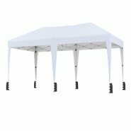 COSTWAY Pavillon 3x6m, pop-up, imperméable, avec sac, roulettes et 6 sacs, UV 50+, réglable, blanc. - blanc métal ZB34784IT