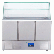 Cuistance Saladette réfrigérée 3 portes - 1365 x 700 x 1315 mm - gris inox S903VG.1010051