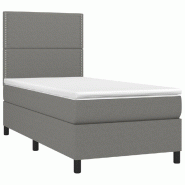 Décoshop26 - Cadre de lit LED avec sommier tête de lit matelas 100x200 cm tissu gris foncé TDL0208451 - gris 3001540882726