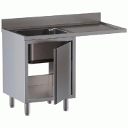 Diamond - Plonge 1 cuve, égouttoir à droite, sur armoire 1 porte battante et espace lave-vaisselle - réf. L1411/VAD-SD3 - inox AKS-L1411/VAD-SD3