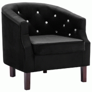 Helloshop26 - Fauteuil chaise siège lounge design club sofa salon avec revêtement en velours noir 1102155/4 - noir Bois massif 3000142121301