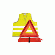 Kit securite auto : gilet signalisation+triangle+housse de rangement