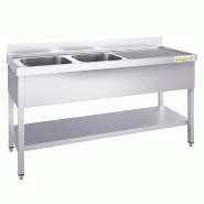 Plonge inox 1800x700mm avec 2 bacs à gauche et égouttoir à droite PREMIUM - GOLDINOX - inox 3701770816095 Plonge inox 1800x700mm avec 2 bacs à gauche et égouttoir à droite PREMIUM - GOLDINOX - inox 3701770816095
