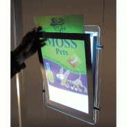 Porte affiche LED A4 vertical double face - 4 pinces incluses - Transparent Plexiglass et PET