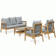 REMARQUABLE Salon bas de jardin 5 places en bois d'acacia - FUNA - 3700917630389