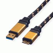 Roline gold câble usb 3.2 gen 1, type a-micro b, m/m, 0,8 m_0