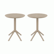 SIESTA EXCLUSIVE Pack de 2 Tables Hautes de Bar Rondes Pliantes Sky Folding Bar 60 cm Taupe - beige plastique polypropylène SP-SI-122TP-2_0
