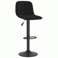 Tabouret de bar Noir Velours Modèle Vertex Pro - 333977
