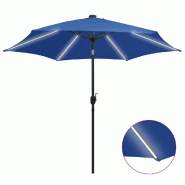 VidaXL Parasol de jardin et lumières LED mât en aluminium bleu azuré Modèle Helios Pure Plus - 47367