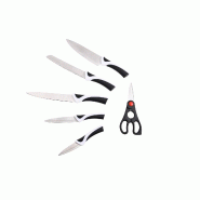 BERGNER - Set de 5 Couteaux et Ciseaux en Acier Inoxydable Kyoto - noir Bambou Q4802