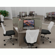 Bureau call center 5 places forme marguerite avec cloisons acoustiques. - 5 places, chêne grisé, beige da054_0