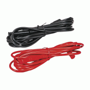CHAUVIN ARNOUX - Jeu de 2 cordons (1 rouge / 1 noir) connecteur banane diamètre 4 mm mâle isolé droit - connecteur banane mâle diamètre 4 mm isolé coudé, longueur 3 mètres