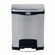 Conteneur Slim Jim 50 L - Collecteur de déchets à pédale Step-On, inox et synthétique - Fermeture silencieuse et liner_0