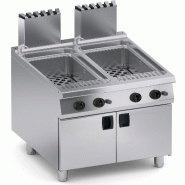 Cuiseur à pâtes gaz 2 bacs 40 + 40 L, brûleurs inox, thermocouple, flamme pilote, robinet eau, 28 kW, 80×70×85 cm - 4734