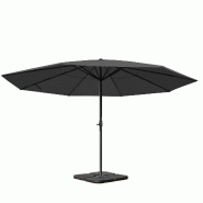 Décoshop26 - Parasol Ø 5 m professionnel de restauration aluminium et polyester 28 kg anthracite avec pied 04_0008025 - aluminium 3000262432622