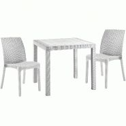Ensemble de 2 chaises Sicignano avec table carrée en rotin blanc - blanc plastique polypropylène 8050054388434