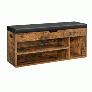 Helloshop26 - Banc à chaussures rembourré banc de rangement 3 compartiments rangement caché étagères pour salon entrée chambre 12_0004105 - 3000