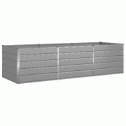 Helloshop26 - Jardinière design industrielle moderne 195 x 100 x 45 cm pour terrasse extérieur en acier galvanisé gris clair 02_0059210 - gris acie