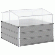 Helloshop26 - Jardinière design industrielle pour jardin 100 x 100 x 77 cm ambiance moderne en acier galvanisé gris clair 02_0059216 - gris acier 30