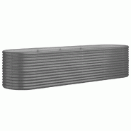 Helloshop26 - Lit surélevé de jardin ovale 296 x 80 x 68 cm résistant aux intempéries ambiance cosy en acier galvanisé gris 02_0046573 - gris aci