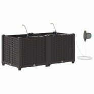 Helloshop26 - Lot de 2 cache-pots modernes jardin 80 x 40 x 37,5 cm avec système d'irrigation en acier marron 02_0058520 - marron acier 3000240632181