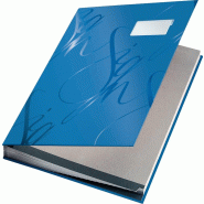 LEITZ Parapheur Design, 18 onglets avec oeillets, couverture rembordée aspect soie, coloris bleu - bleu 57450035