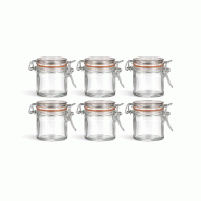 Lot de 6 mini bocaux en verre 70 ml – bocaux hermétiques avec fermeture métallique (réutilisables) - transparent verre FN27932-6