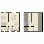 Maison à ossature en bois à étage optimale 6 / surface habitable 85.43 m² / toit double pente / pmr