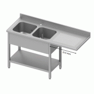 Plonge inox 2 bacs à gauche avec passage lave-vaisselle à droite 16... - P934926160