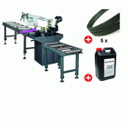 Scie à ruban pour métaux 0-60° capacité 225 mm 1,5 kW 230V y compris 2 convoyeurs 3M 5 lames de scie 1 bidon de 5L Optisaw S275NV PACK 3