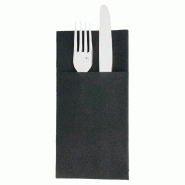 Serviette-étui pour couverts intissé noir 40x45cm - par 720
