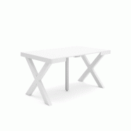 SKRAUT HOME Table console extensible, 140, Pour 6 personnes, Pieds bois massif, Blanc - blanc Bois manufacturé 168_25