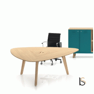 Table de réunion triangulaire Rail en bois- Bralco - Oui, Chêne gris_0