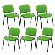 CLP Lot de 6 chaises Visiteur Ken en similicuir Vert - vert polyester 151703834 CLP Lot de 6 chaises Visiteur Ken en similicuir Vert - vert polyester 151703834