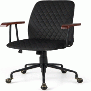 COSTWAY Chaise de bureau en velours, chaise pivotante réglable en hauteur, chaise de bureau jusqu'à 150 kg, chaise ergonomique en velours - noir aci