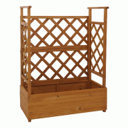 Décoshop26 - Bac à fleurs surélevé avec treillis 3 côtés jardinière 114 x 85 x 44 cm brise-vue balcon en bois 04_0008930 - 3000267226523