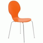 Décoshop26 - Chaise de cuisine salle à manger x1 empilable dossier arrondi en bois orange et métal chromé 10_0003345 - 3000251533170 Décoshop26 - Chaise de cuisine salle à manger x1 empilable dossier arrondi en bois orange et métal chromé 10_0003345 - 3000251533170