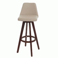 Décoshop26 - Tabouret de bar chaise de comptoir en synthétique crème pivotant pieds en bois foncé 04_0005278 - 3000128732699 Décoshop26 - Tabouret de bar chaise de comptoir en synthétique crème pivotant pieds en bois foncé 04_0005278 - 3000128732699